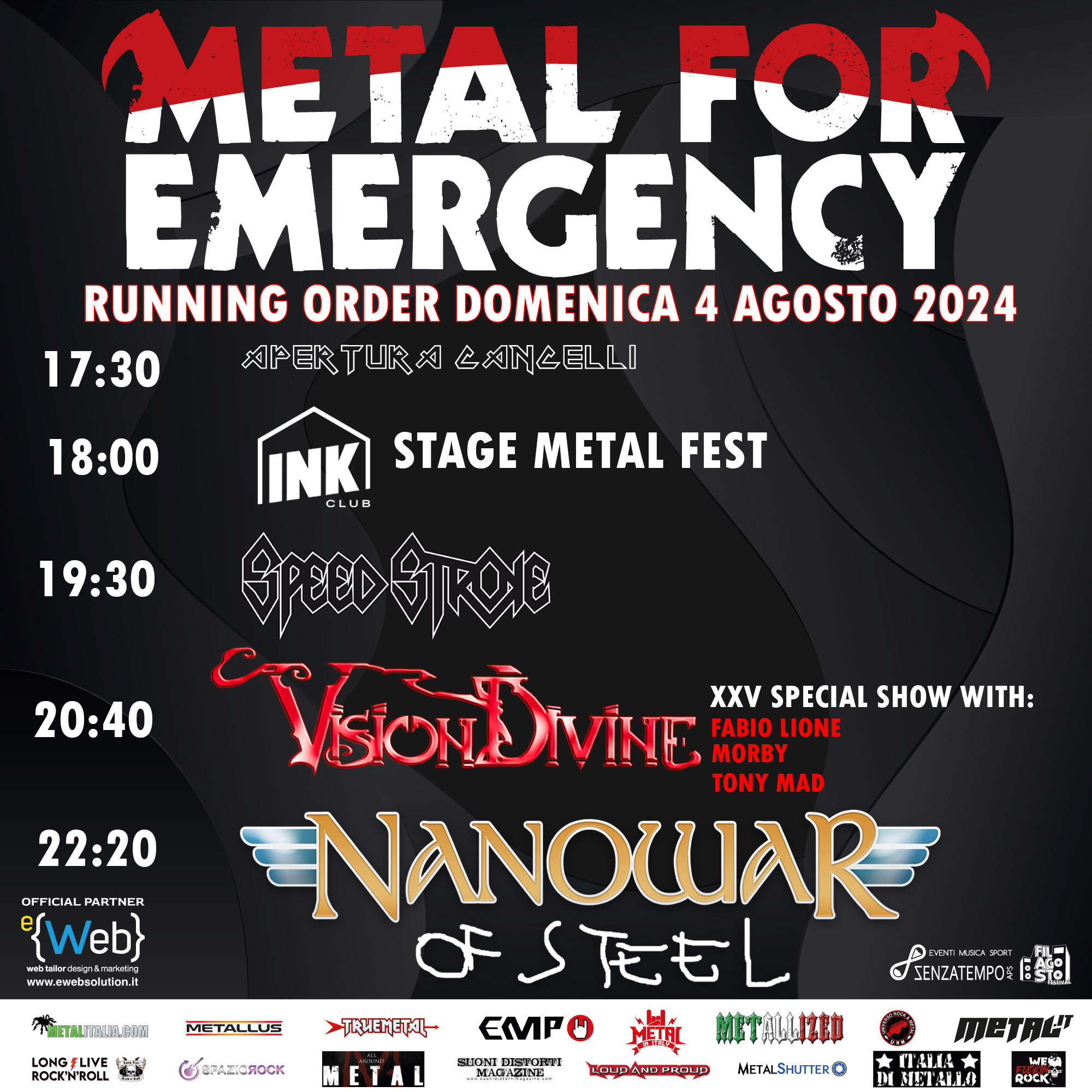 METAL FOR EMERGENCY 2024 – RUNNING ORDER E INFO UTILI
