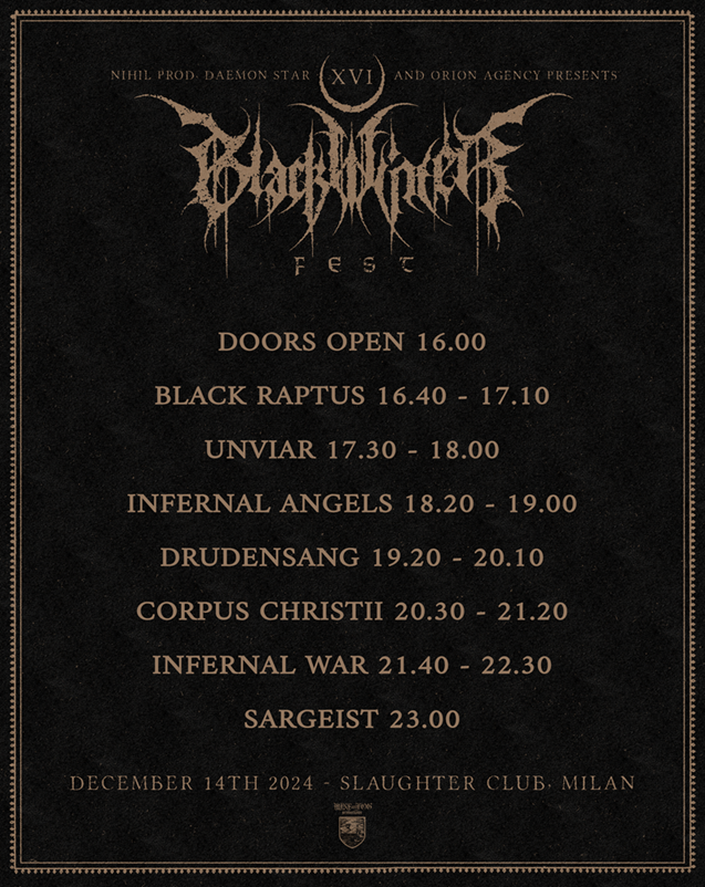 BLACK WINTER FEST: GLI ORARI DELLA SEDICESIMA EDIZIONE