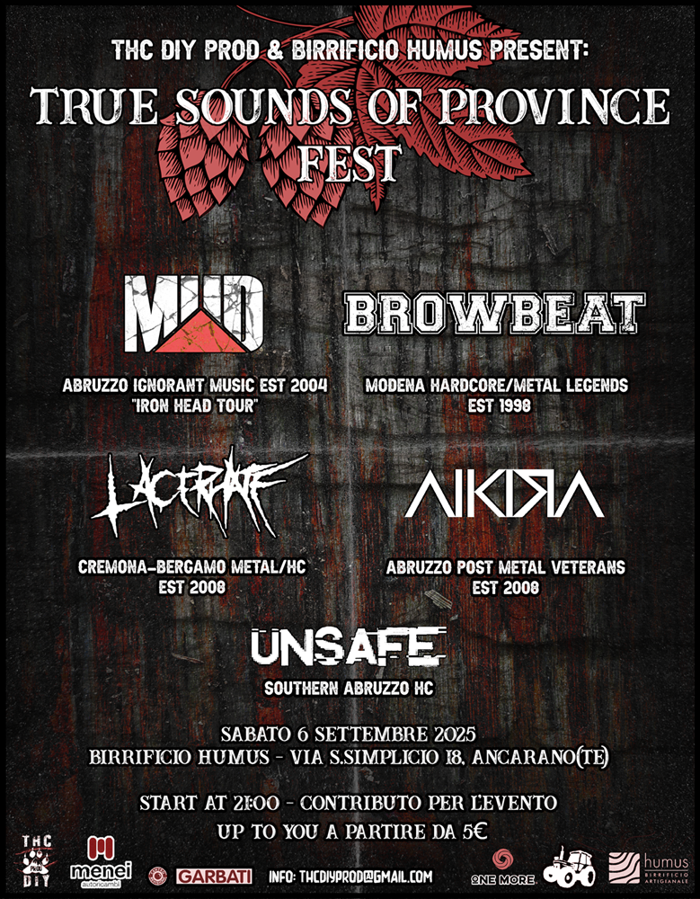 TRUE SOUNDS OF PROVINCE FEST, AL BIRRIFICIO HUMUS IL 6 SETTEMBRE!