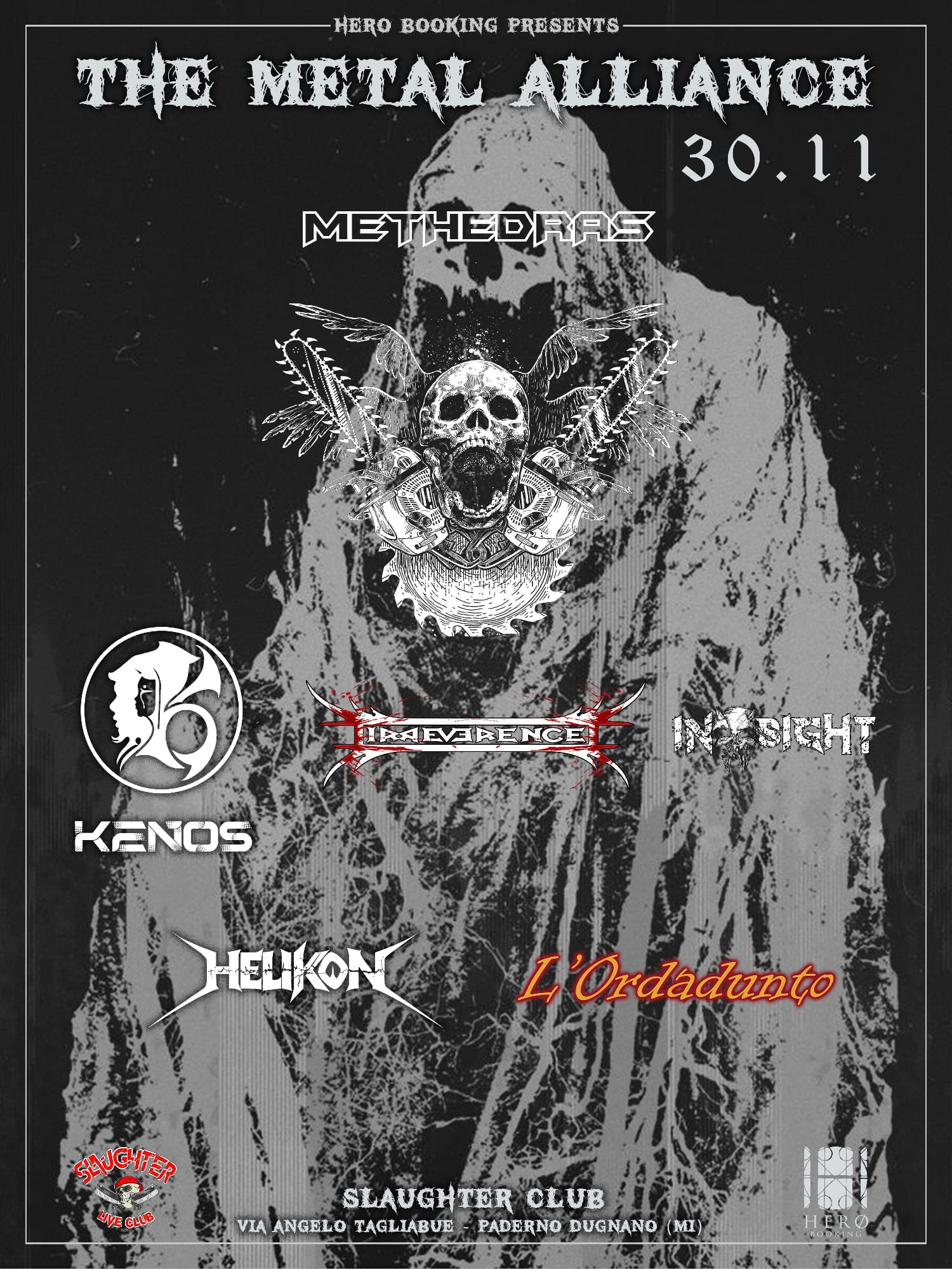 KENÒS live al METAL ALLIANCE/ Domenica 30 novembre allo Slaughter Club di Milano