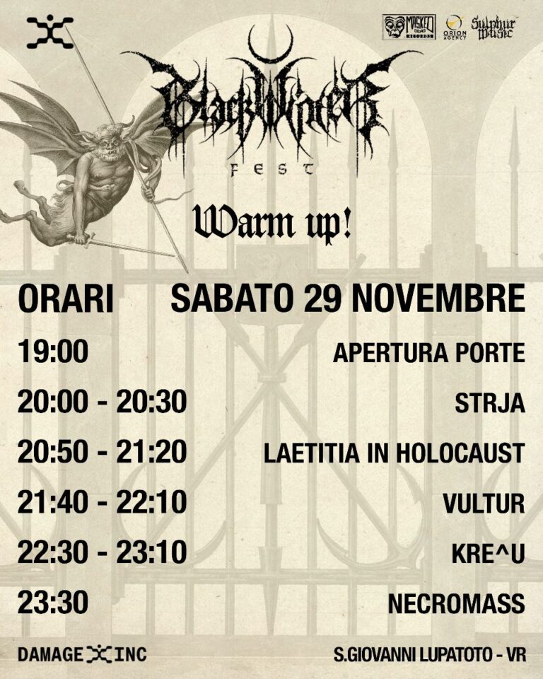 BLACK WINTER FEST: Gli orari del warm-up A San Giovanni Lupatoto (VR)