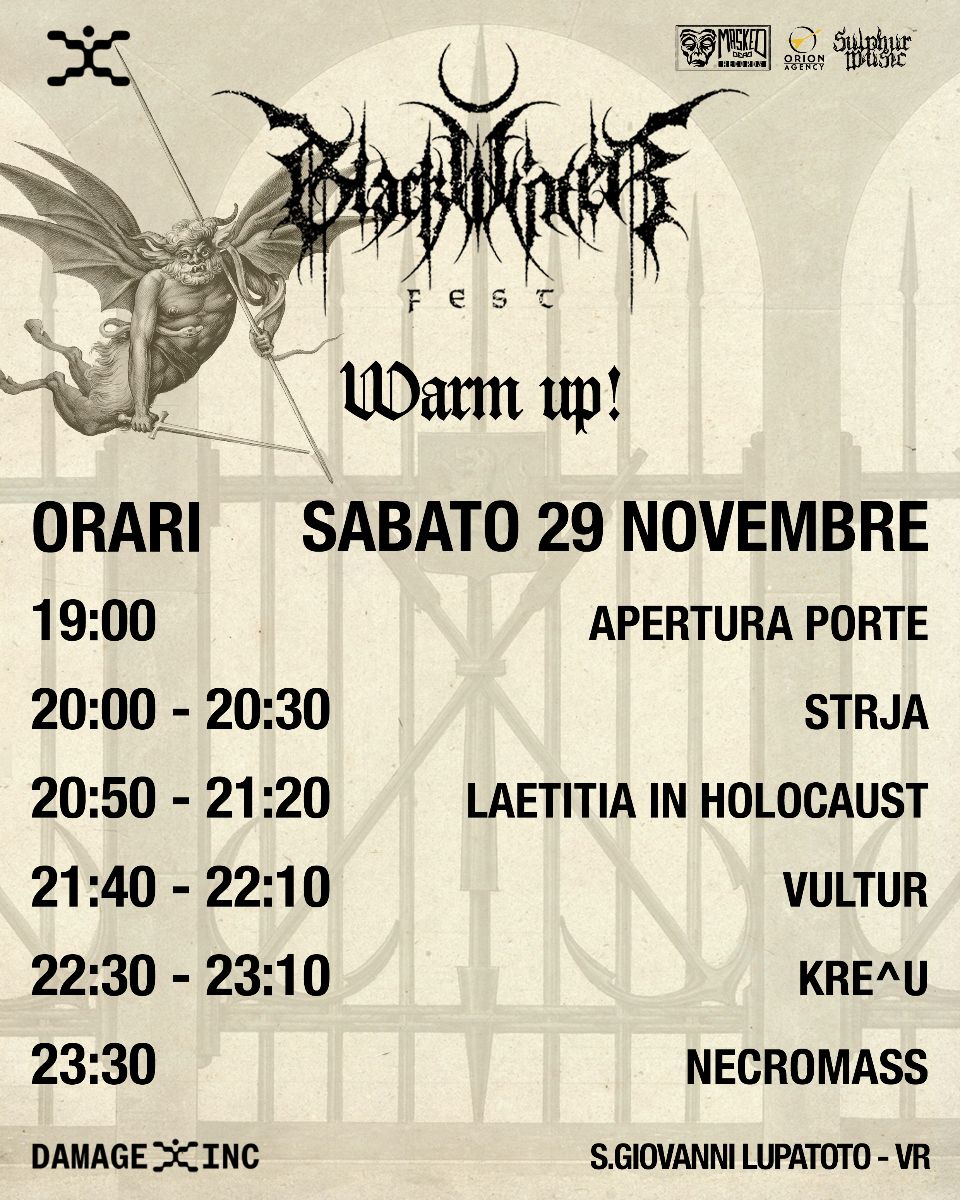 BLACK WINTER FEST: Gli orari del warm-up A San Giovanni Lupatoto (VR)