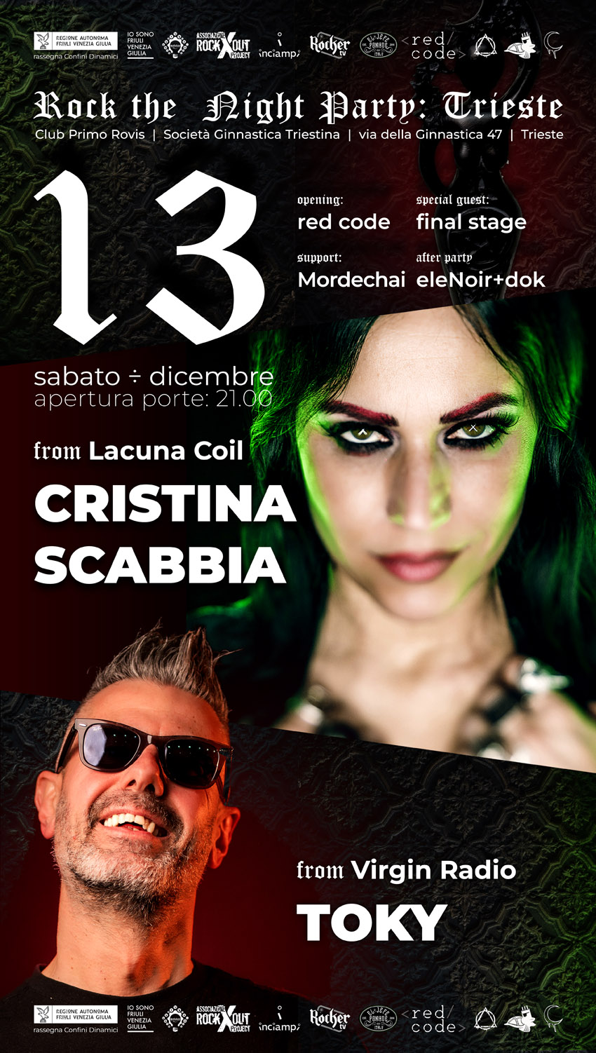Rock the night party Trieste: Cristina Scabbia (Lacuna Coil), Toky (Virgin Radio), Red Code ed altri