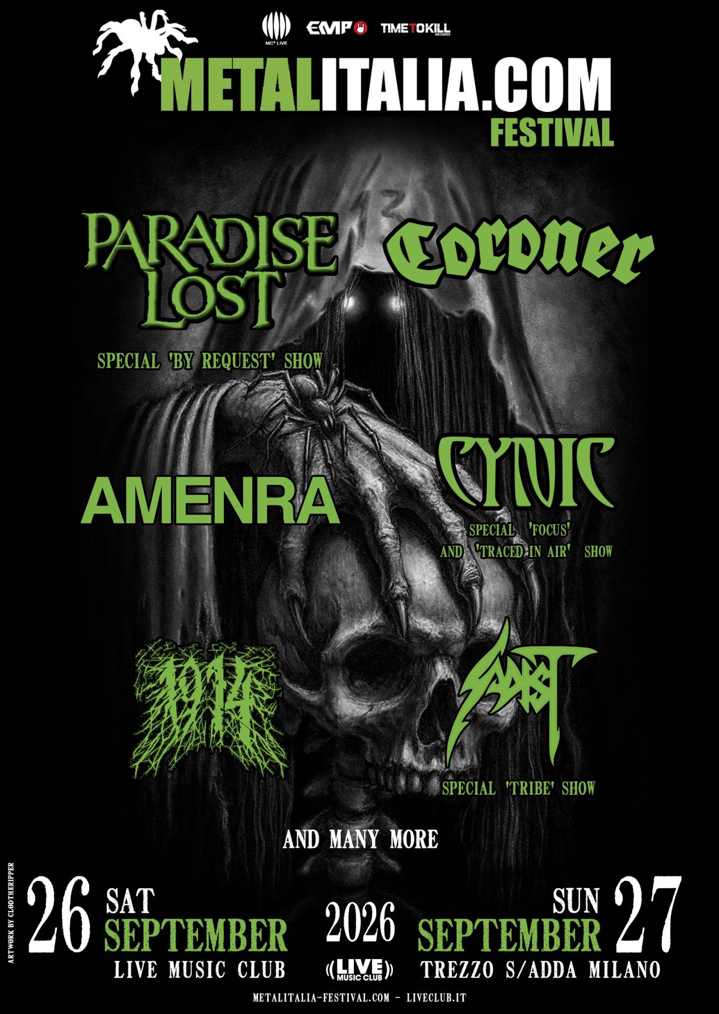 METALITALIA FESTIVAL 2026: CORONER, AMENRA e show speciali di PARADISE LOST, CYNIC e SADIST!