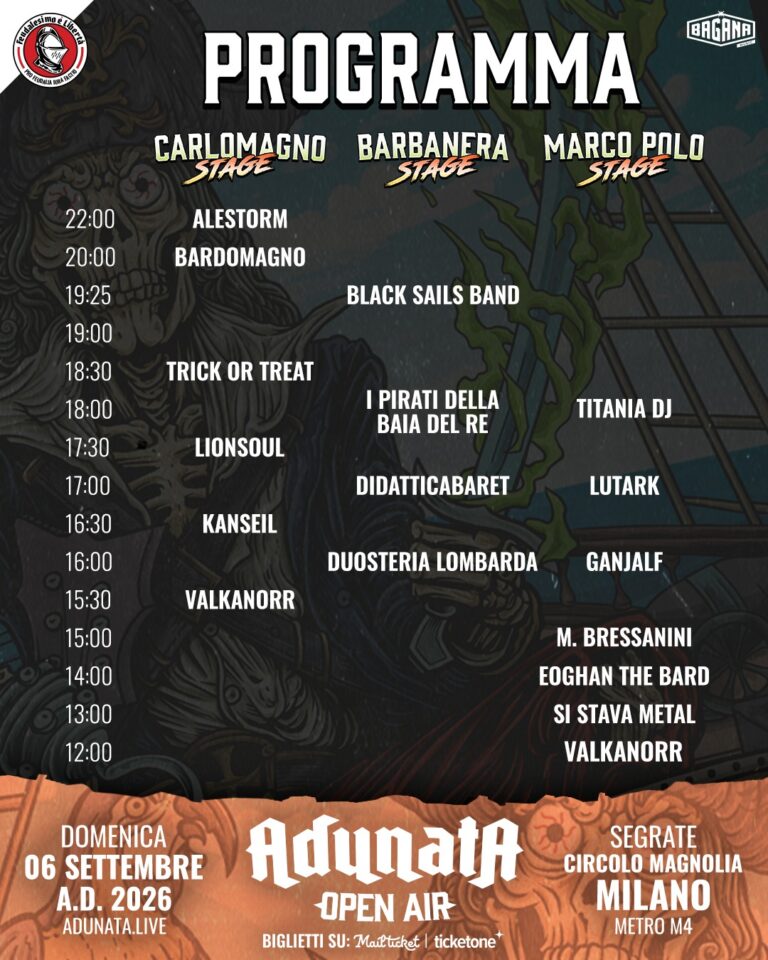 ADUNATA OPEN AIR AREA C AD INGRESSO GRATUITO ED ORARI UFFICIALI