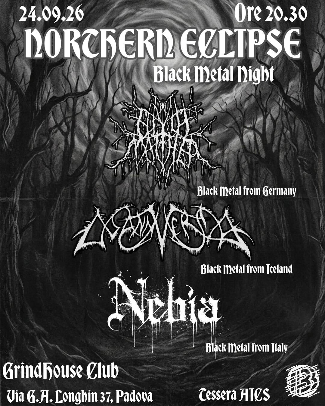 NOTHERN ECLIPSE – Black Metal Night: Unica data italiana del tour europeo di MANNVEIRA e GLEICHMACHER